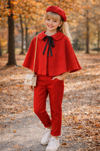 ست شنل و کلاه دخترانه با جنس مخمل سوئیت