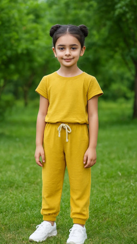 ست بلوزو شلوار راحتی و اسپرت دخترانه کمرکش و آستین کوتاه تابستانه و بهاره